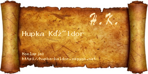 Hupka Káldor névjegykártya